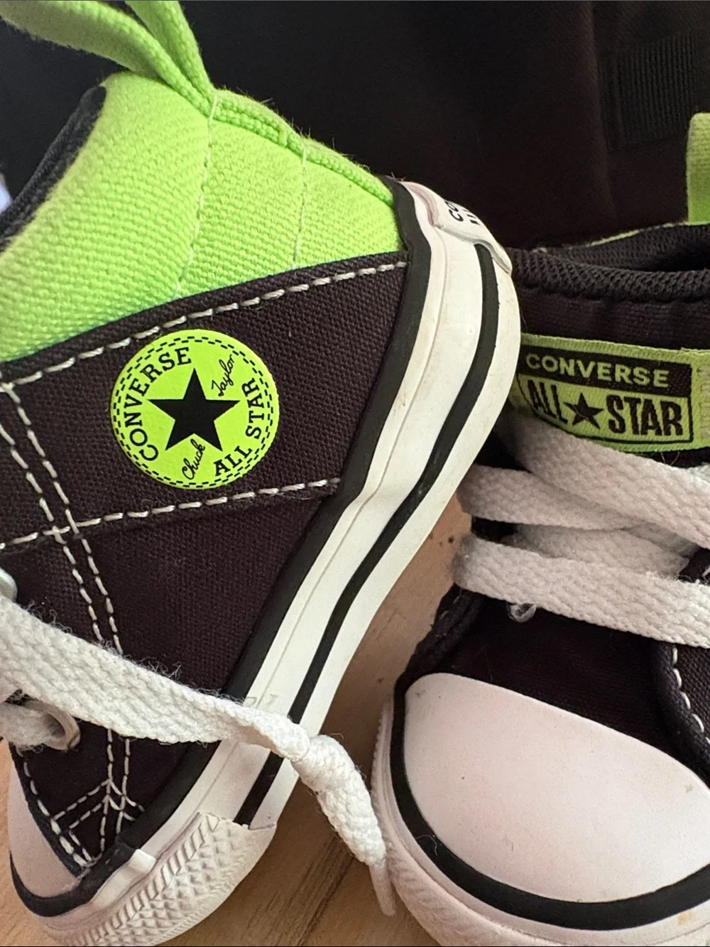 Converse Kids Black & Neon Green High-Top Sneakers
